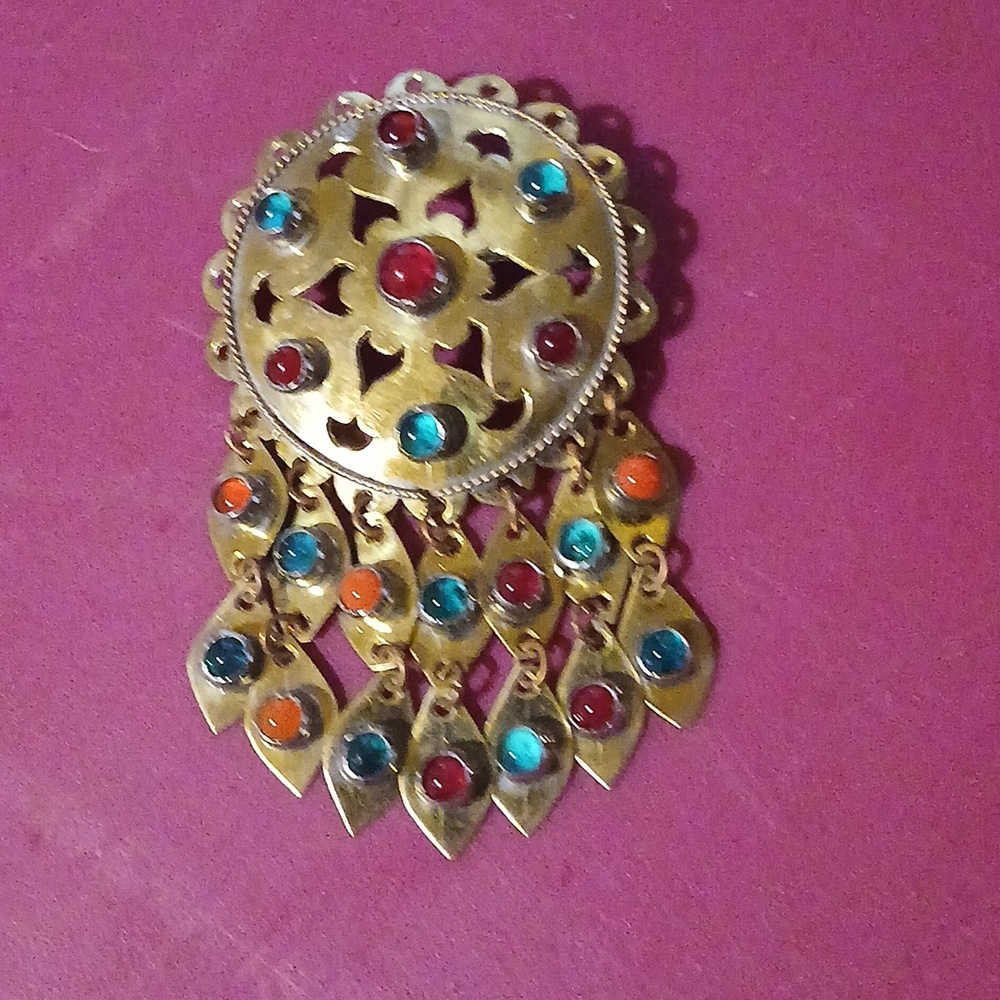 Vintage Turkish Costume Brooch Beautiful Condition 3" Plus!